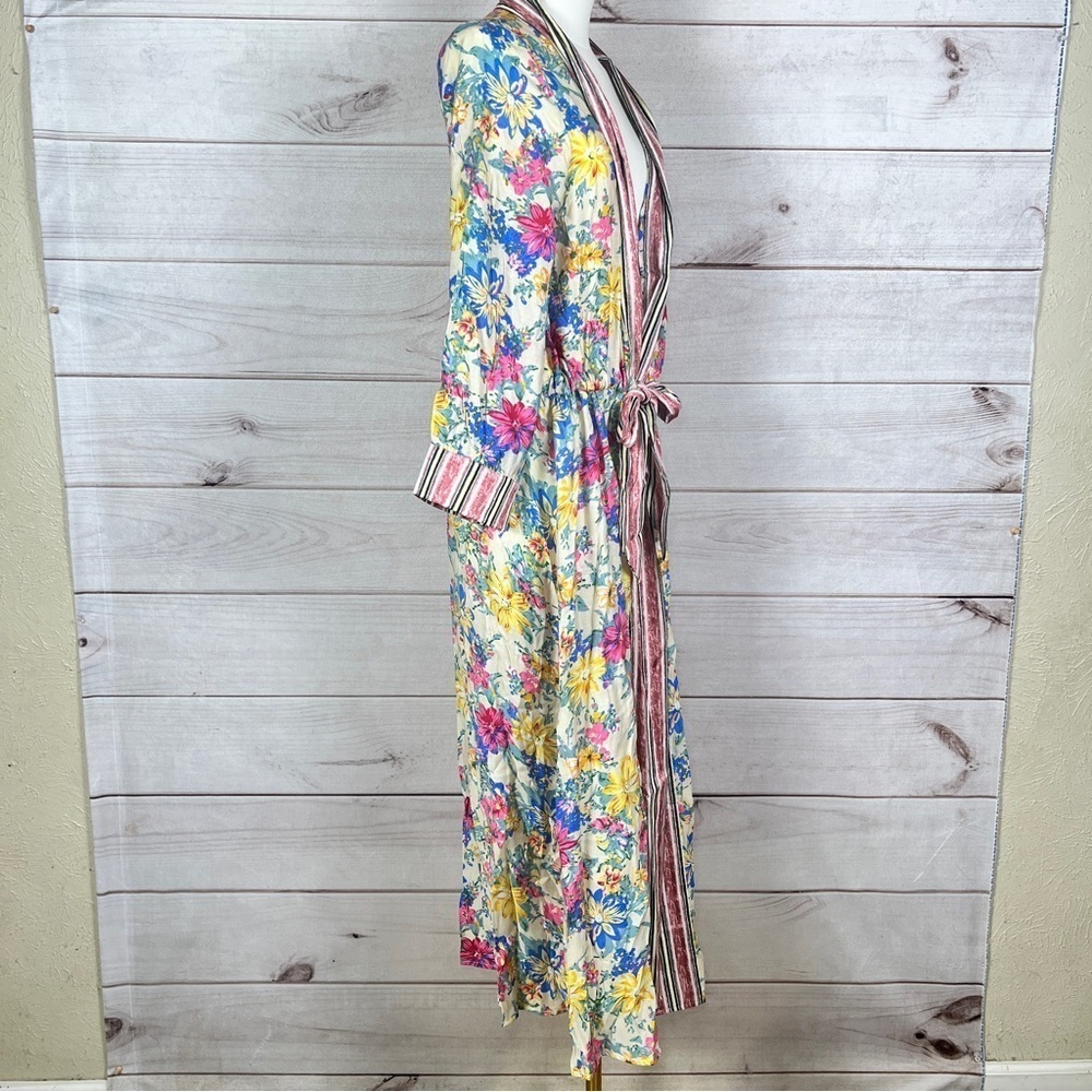 Aratta Silent Journey I Will Meet You at Maxi Nonclosure Duster Floral Sz XL - Picture 2 of 8